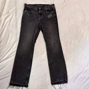 Old Navy Low Rise Bootcut Black Distressed Jeans - Size 6